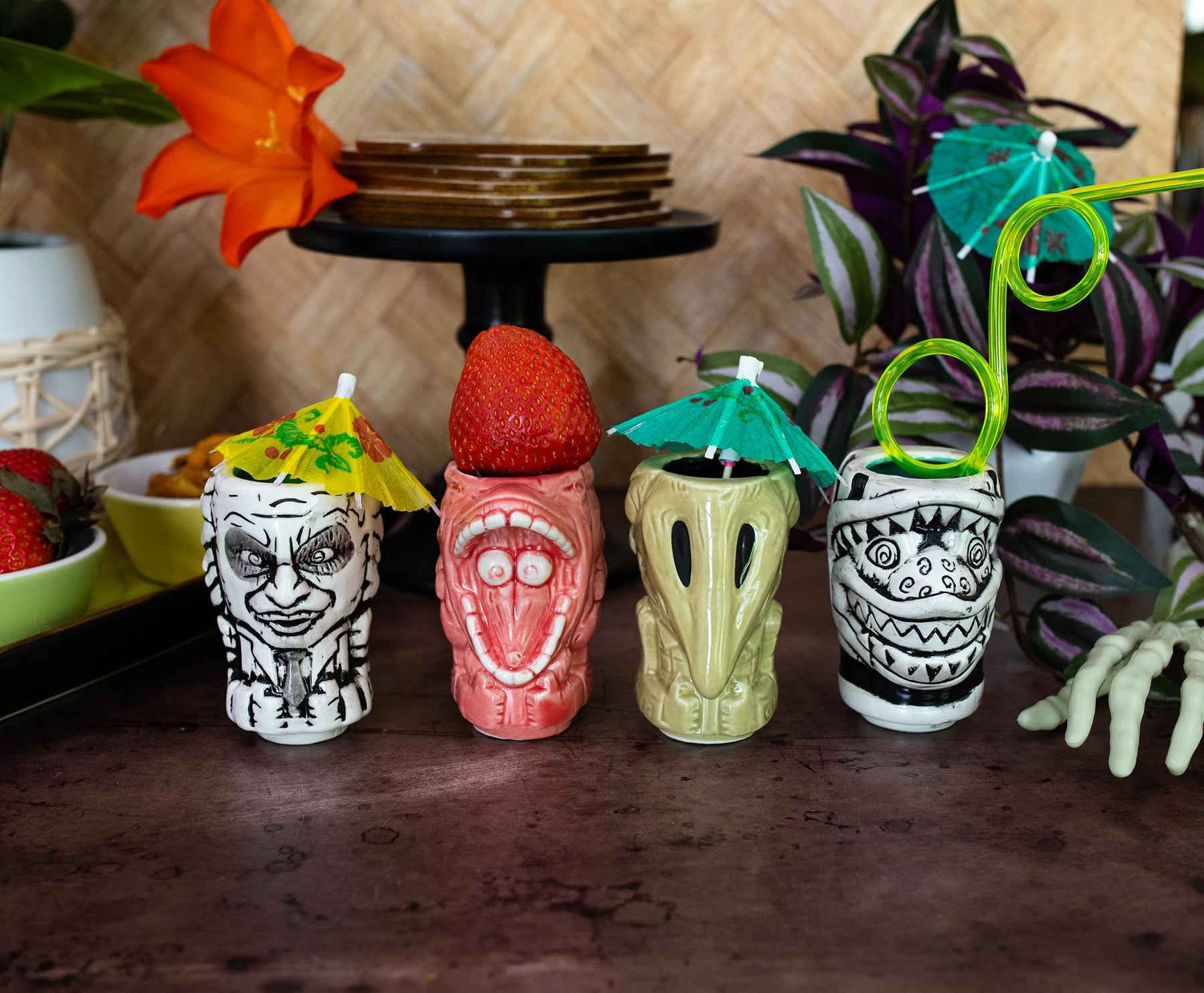 Geeki Tikis Beetlejuice Muglets 4-Pack | Beetlejuice, Sandworm, Adam, Barbara