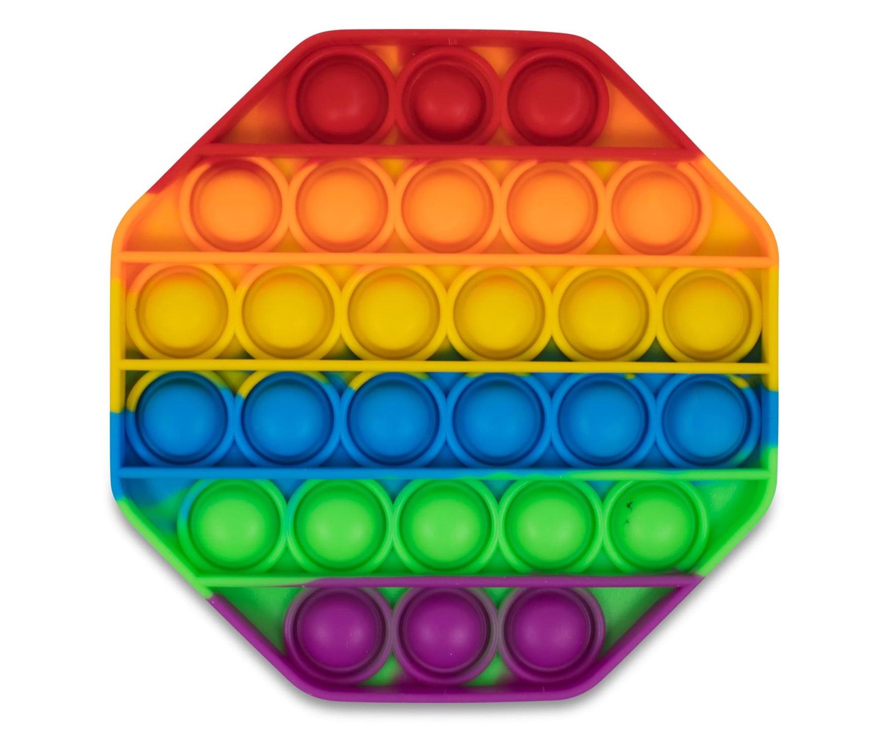 Pop Fidget Toy Silicone Bubble Popping Game | Rainbow Octagon
