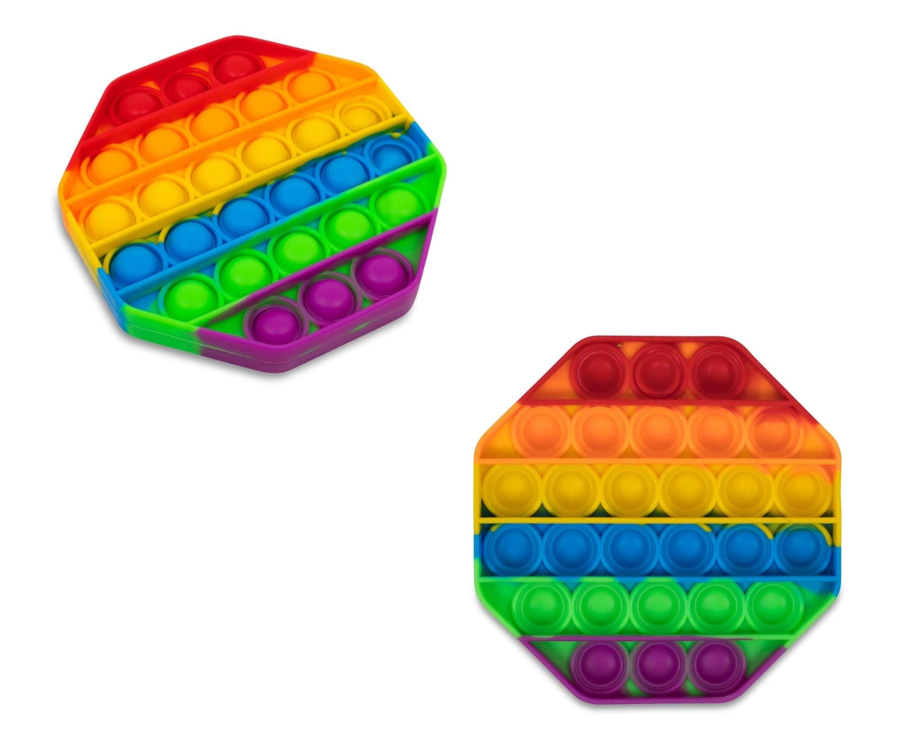 Pop Fidget Toy Silicone Bubble Popping Game | Rainbow Octagon