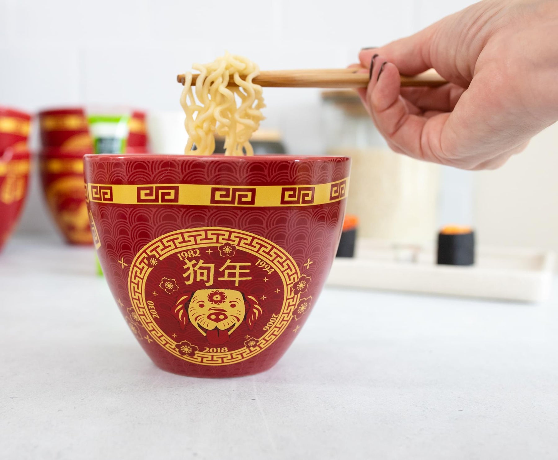Year Of The Dog Chinese Zodiac 16-Ounce Ramen Bowl and Chopstick Set