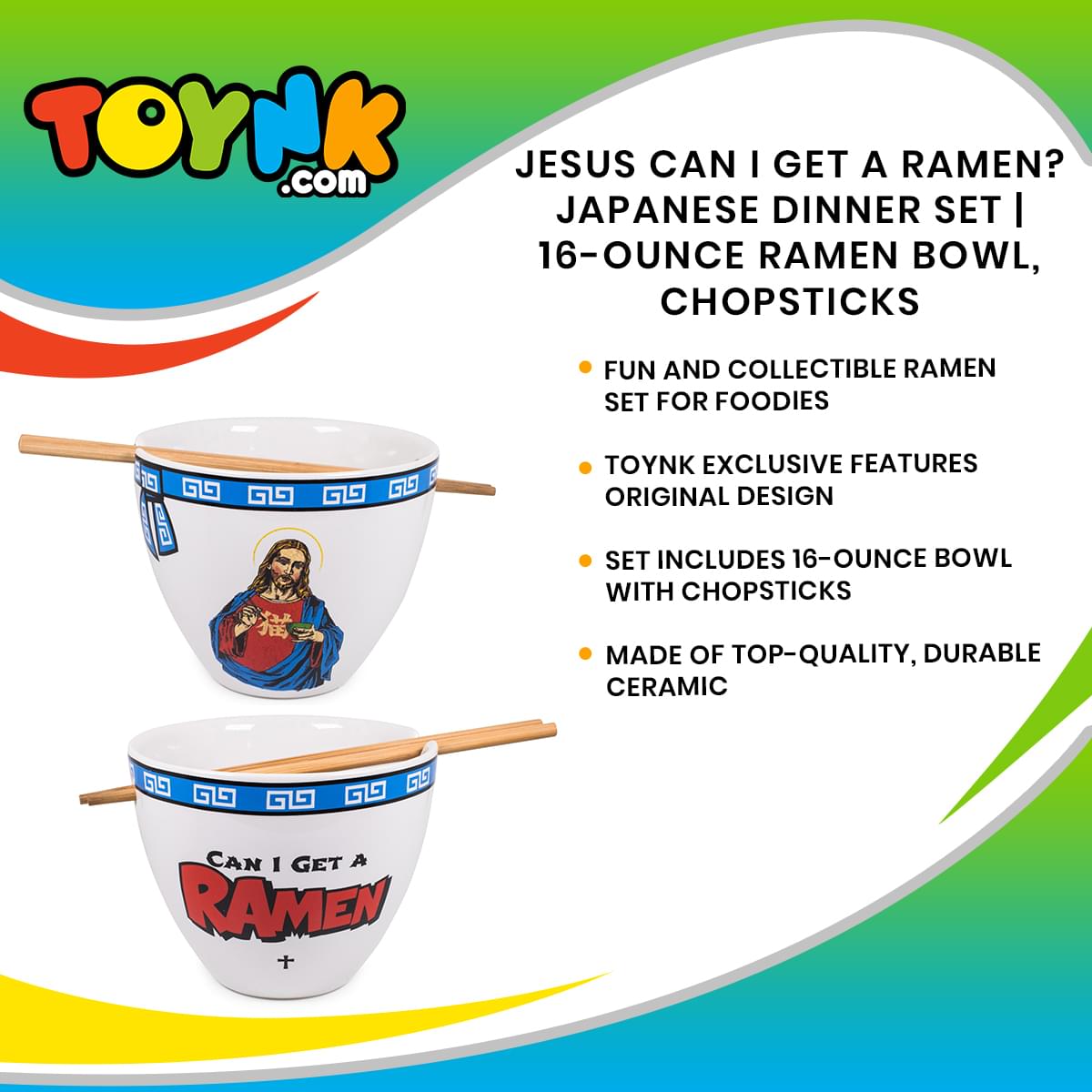 Bowl Bop Can I Get A Ramen? Japanese Dinnerware Set | 16-Ounce Bowl, Chopsticks