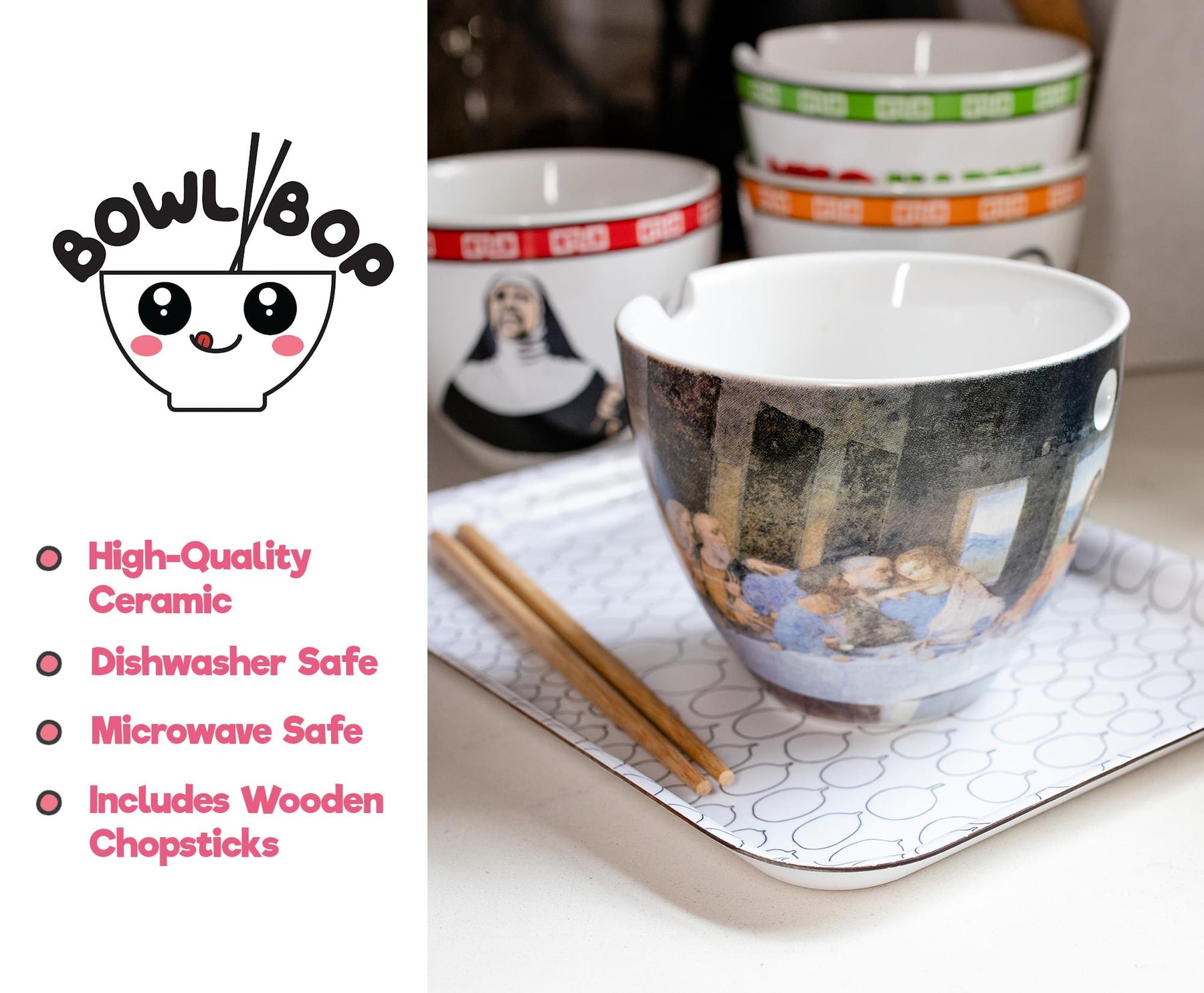 Bowl Bop Last Ramen Supper Japanese Dinner Set | 16-Ounce Ramen Bowl, Chopsticks