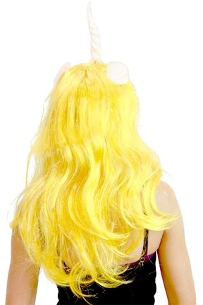 Deluxe Unicorn Costume Wig With Ears Adult: Yellow/Party
