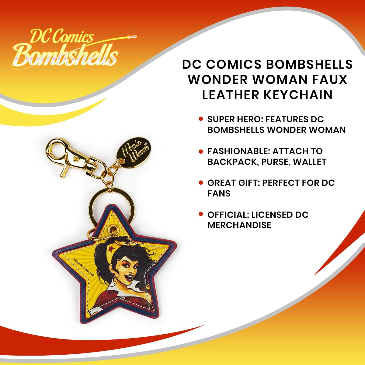 DC Comics Bombshells Wonder Woman Faux Leather Keychain