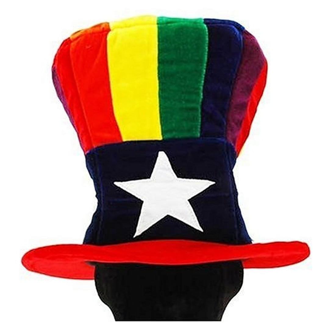 Patriotic Rainbow Uncle Sam Velvet Adult Costume Hat