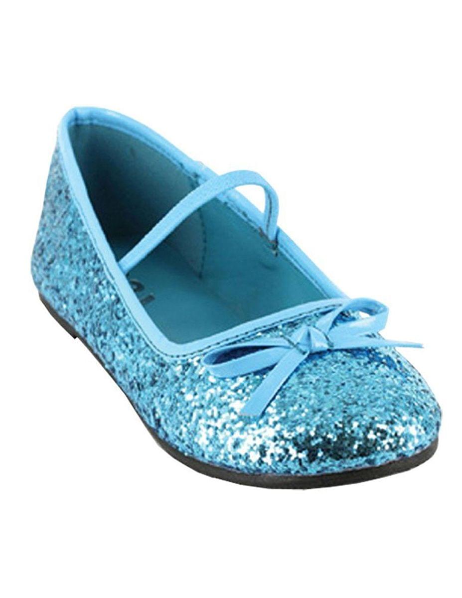 Flat Glitter Ballet Child Costume Shoes, Blue