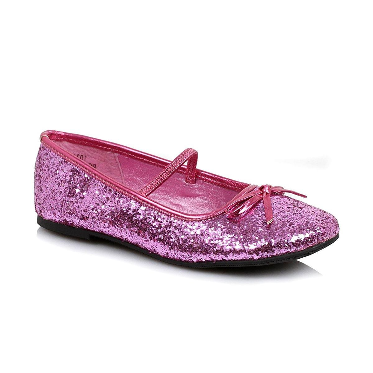 Flat Glitter Ballet Child Costume Shoes, Pink