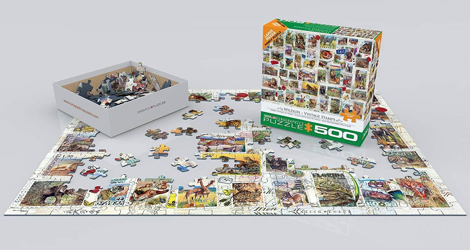Wildlife Vintage Stamps 500 Piece Jigsaw Puzzle