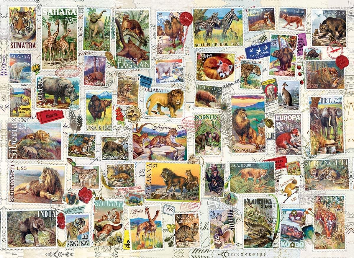 Wildlife Vintage Stamps 500 Piece Jigsaw Puzzle