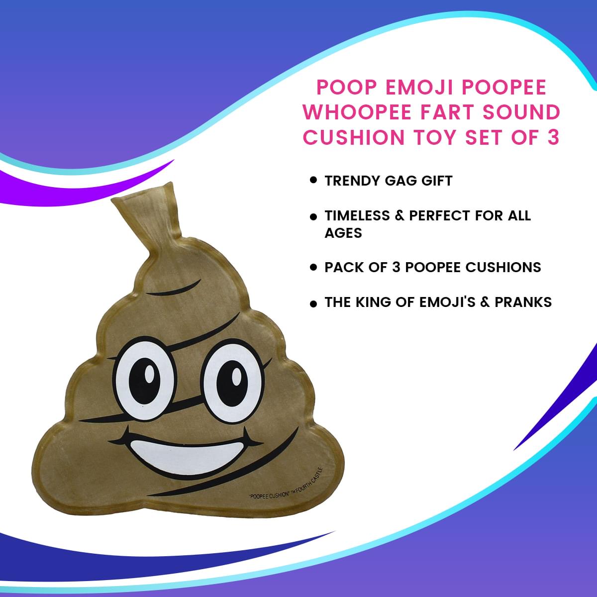 Poop Emoji Poopee Whoopee Fart Sound Cushion Toy Set of 3