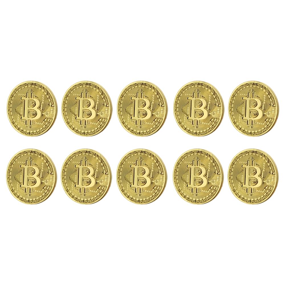 Bitcoin Gold Plated Commemorative Collector's Coin Lot of 10
