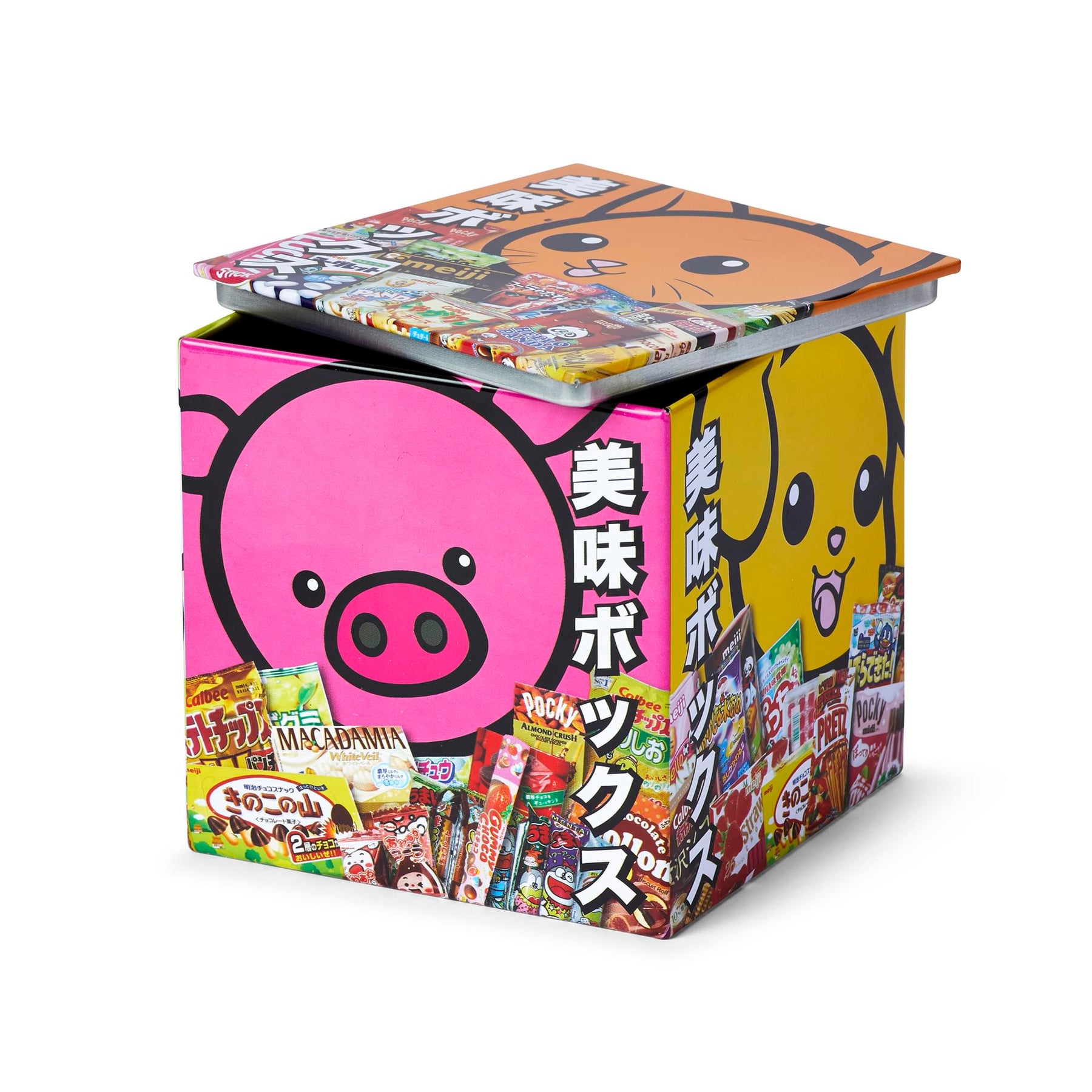 Dagashi Anime Otaku Japanese Snacks 4 x 4 Inch Tin Storage Box