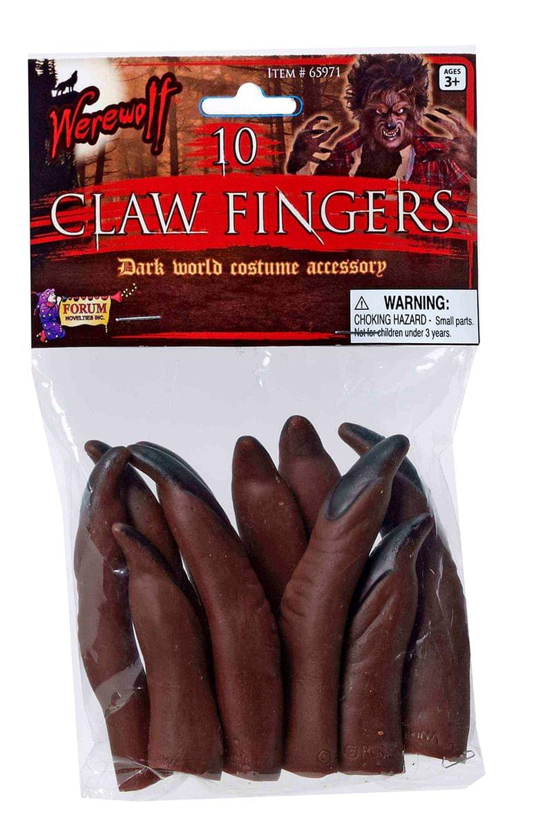 Werewolf Brown Finger Claws Costume Accessory Set of 10