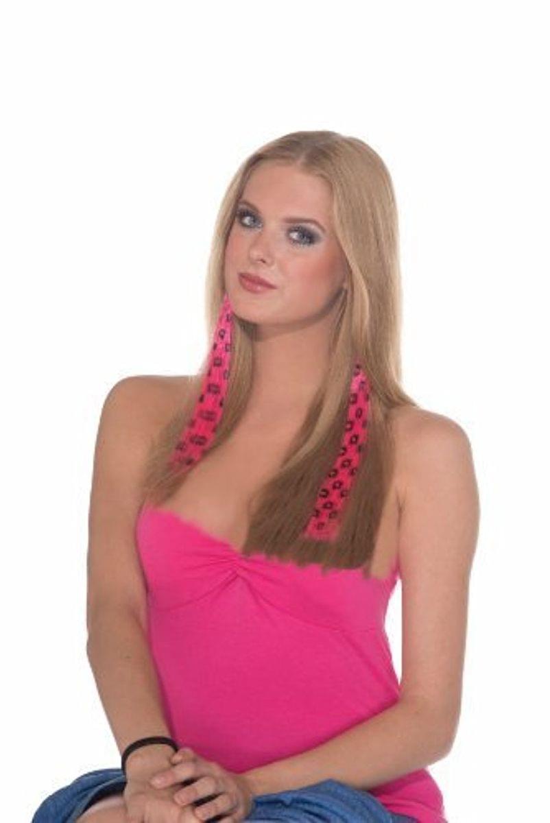 2-Piece Costume Hair Extensions: Hot Pink Leopard Print