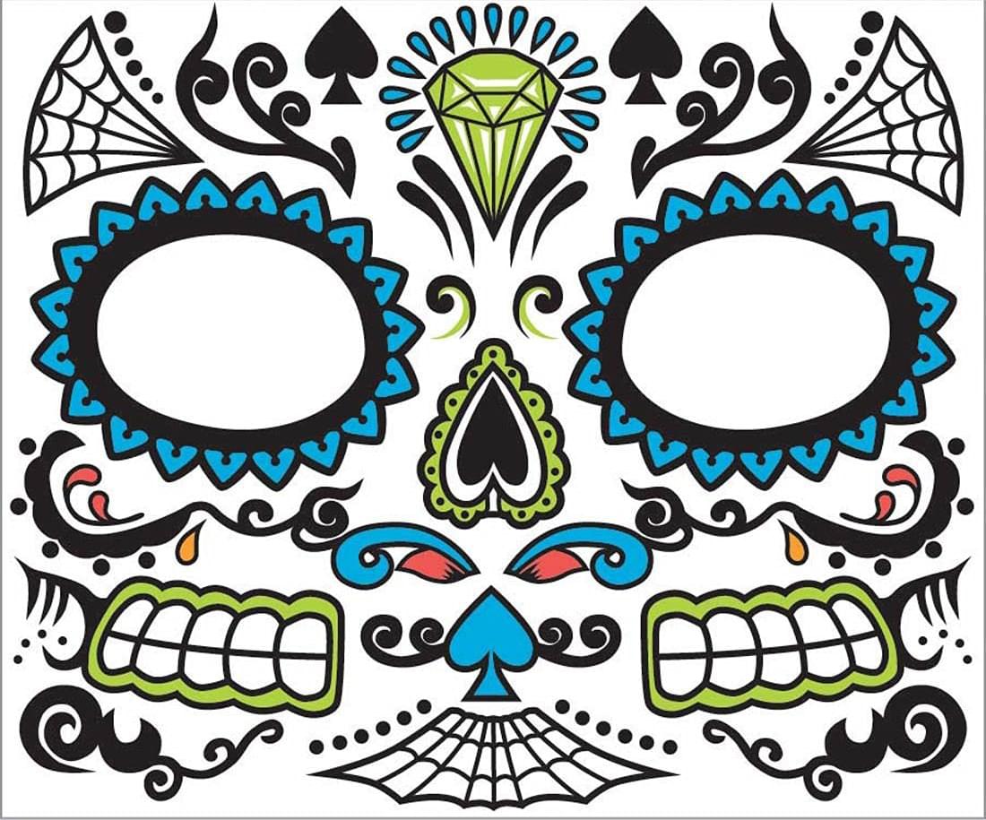 Day Of The Dead Face Tattoo Costume Accessory Adult Men