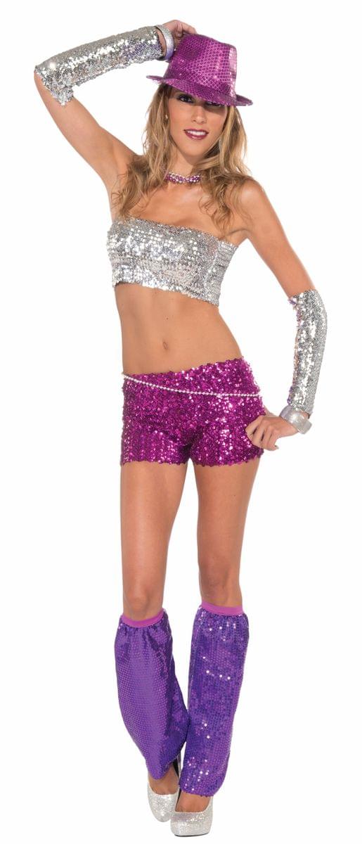 Sequin Mini Costume Shorts Adult: Magenta