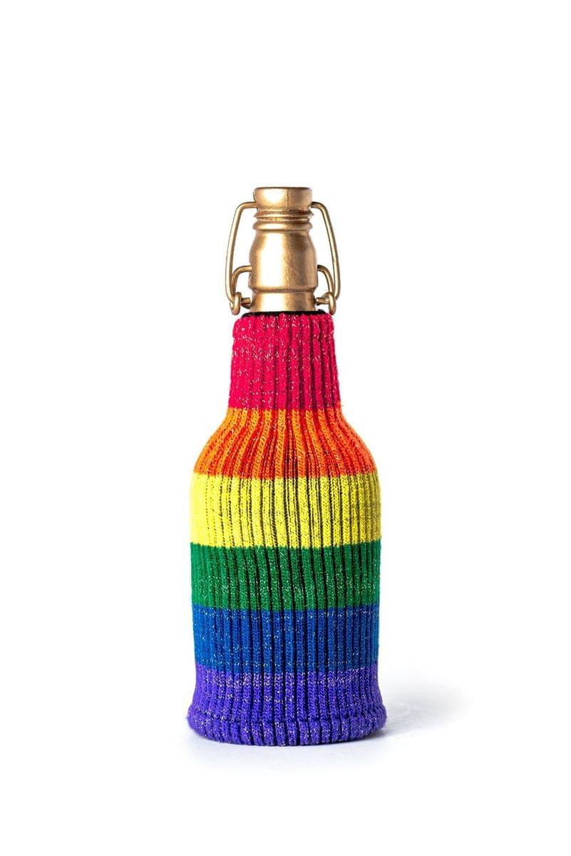 Bottle Sweater Koozie Happy Flag Glitter