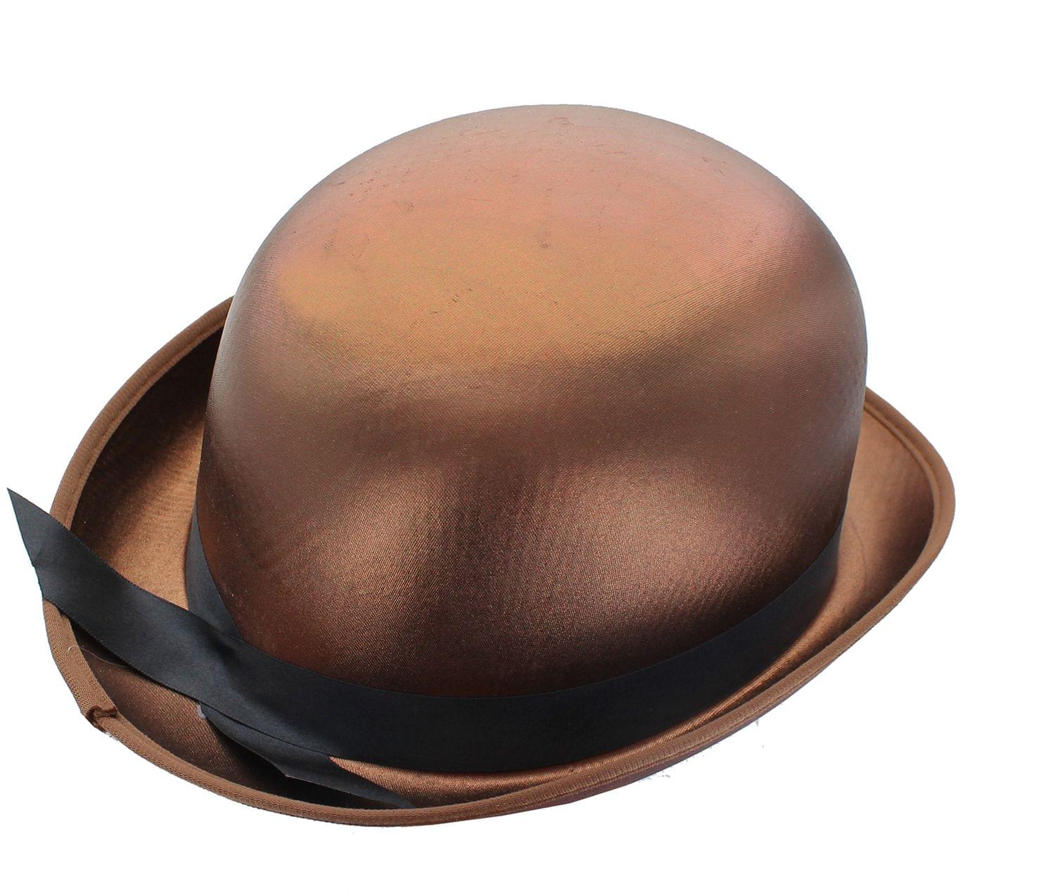 Satin Costume Derby Hat Brown