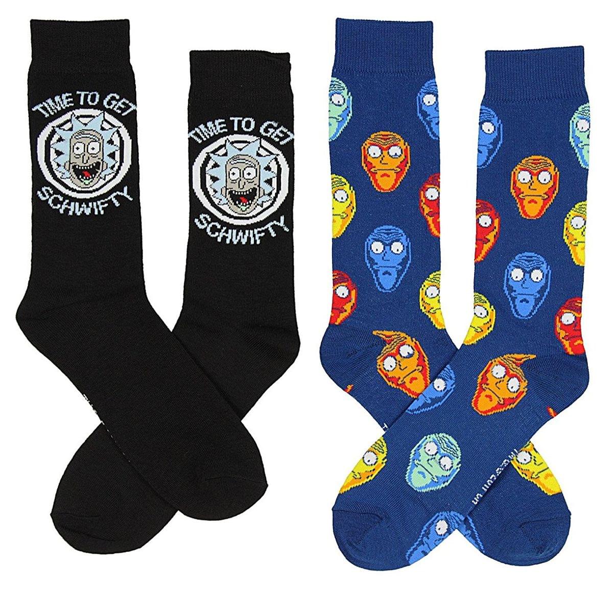 Rick and Morty Men's Crew Socks, Time To Get Schwifty 2-Pack