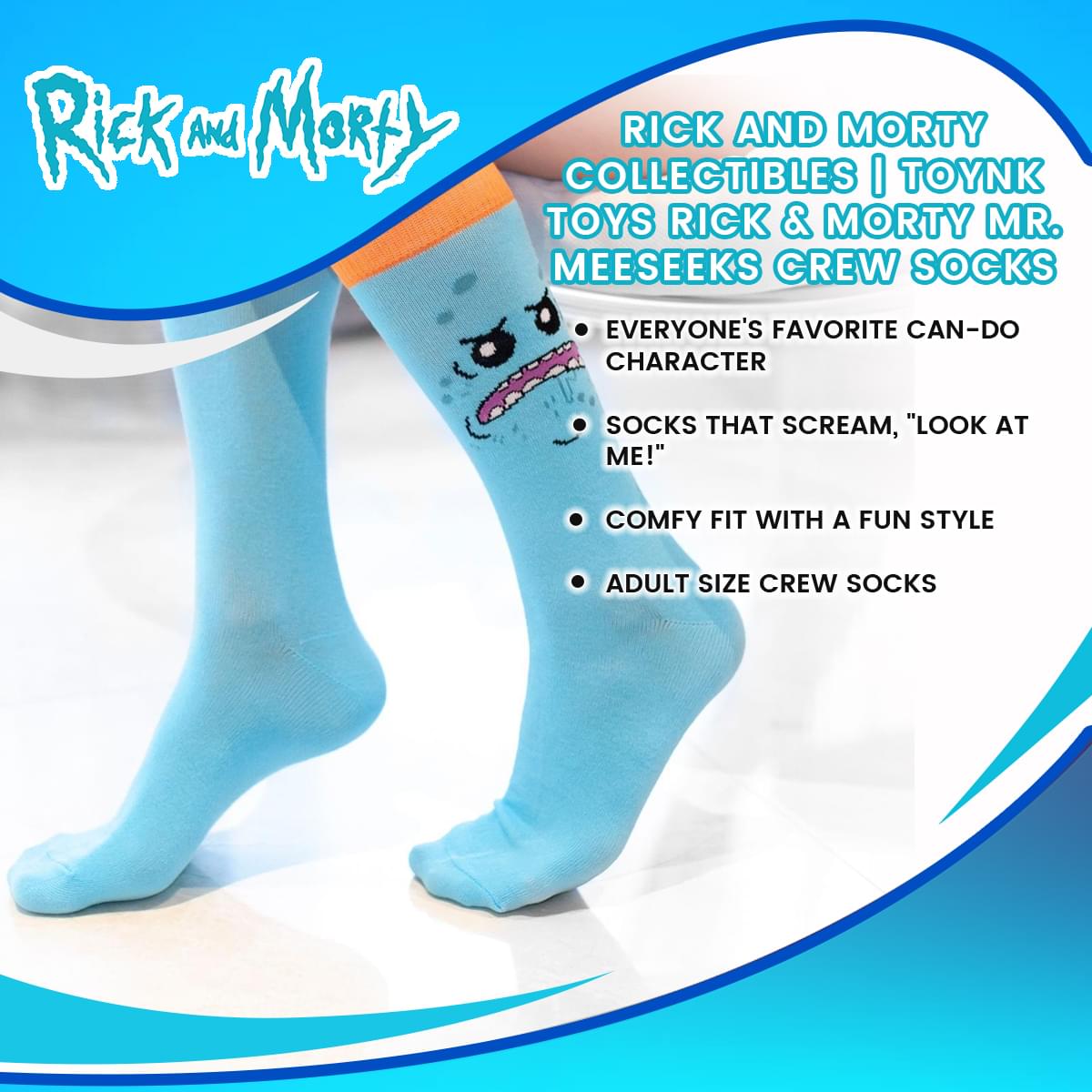 Rick and Morty collectibles | Toynk Toys Rick & Morty Mr. Meeseeks Crew Socks