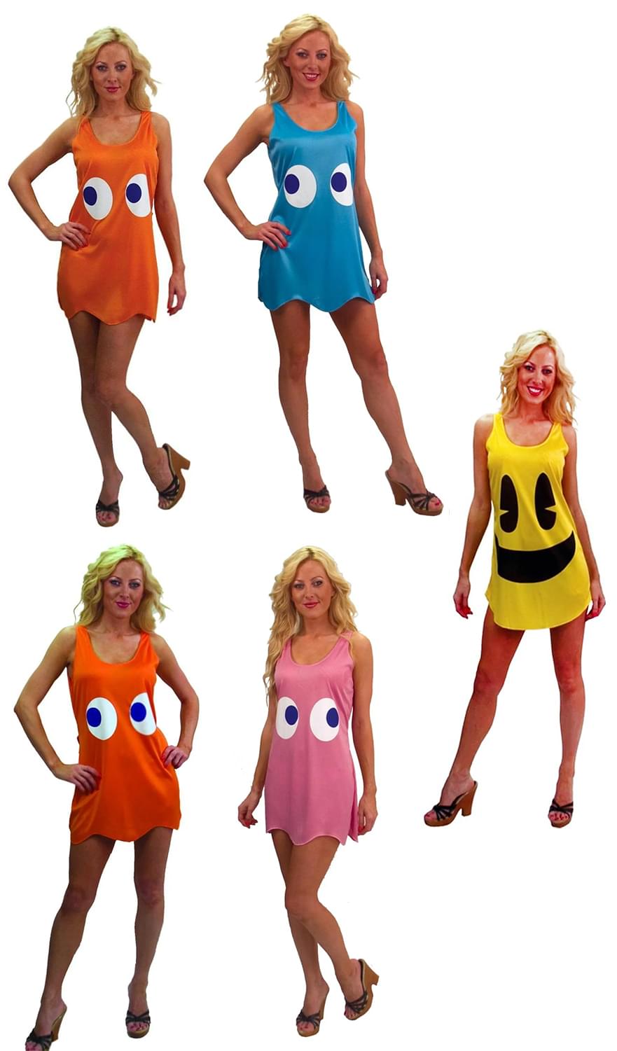 PAC-MAN Deluxe Tank Dress Group Costume Adult/Teen Standard Set Of 5