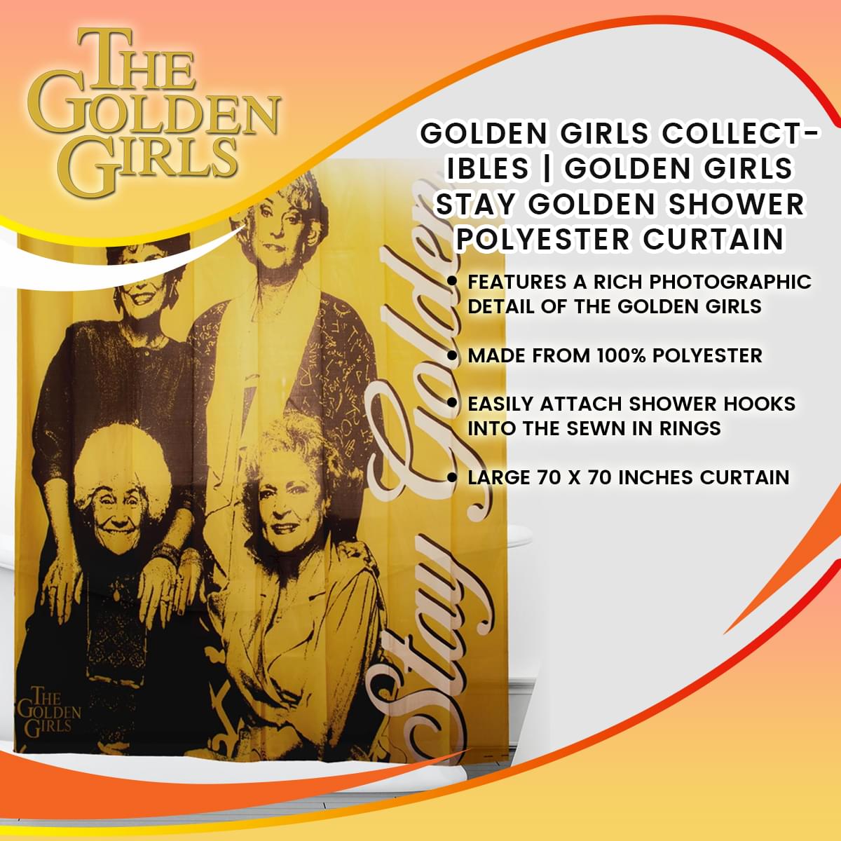 Golden Girls Collectibles | Golden Girls Stay Golden Shower Polyester Curtain