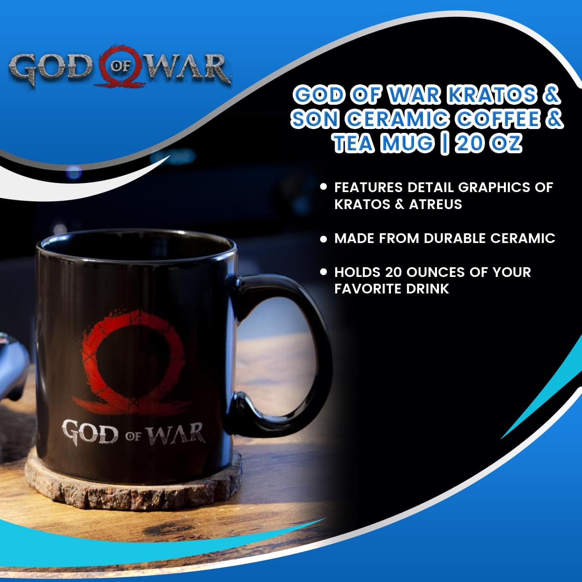 God of War Kratos & Son Ceramic Coffee & Tea Mug | 20 oz Coffee Mug
