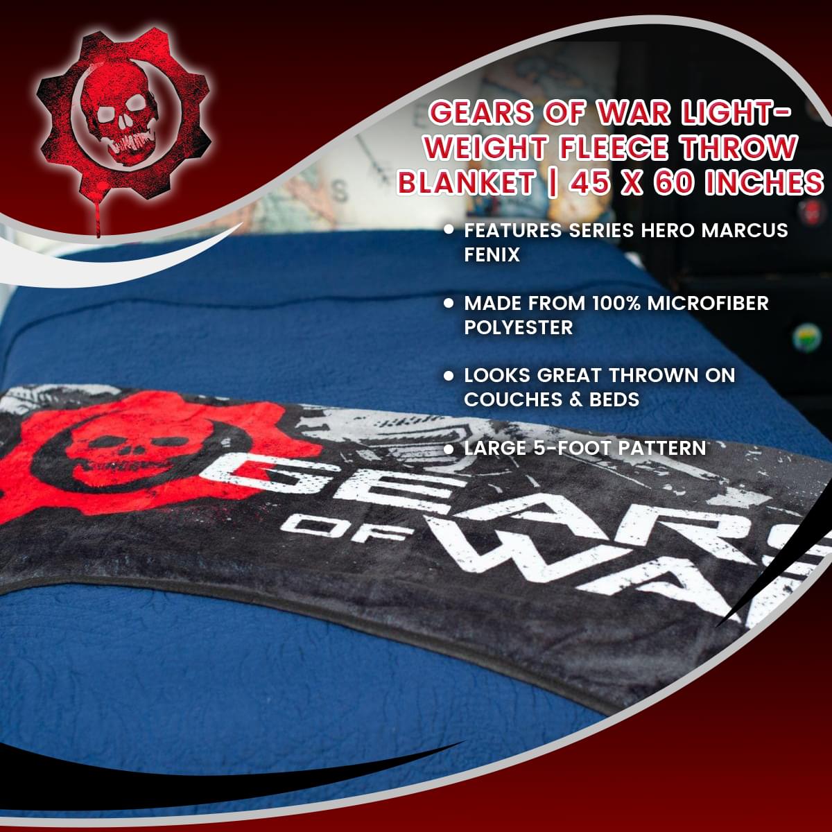 Gears Of War Lightweight Fleece Throw Blanket | 45 x 60 Inches