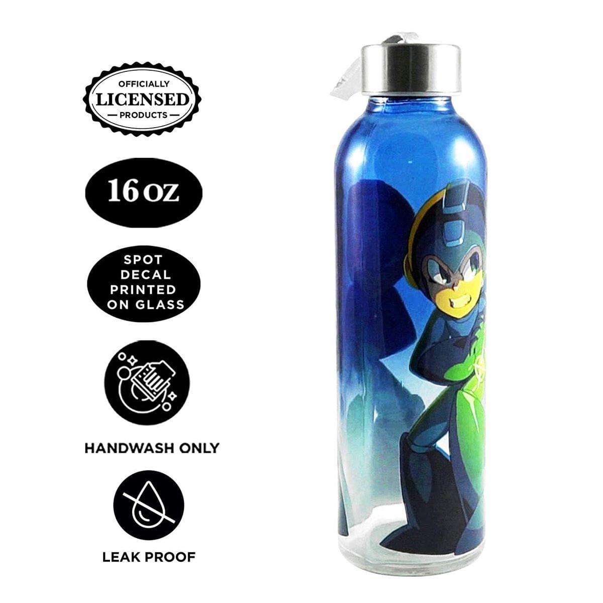 Mega Man 20oz Glass Water Bottle