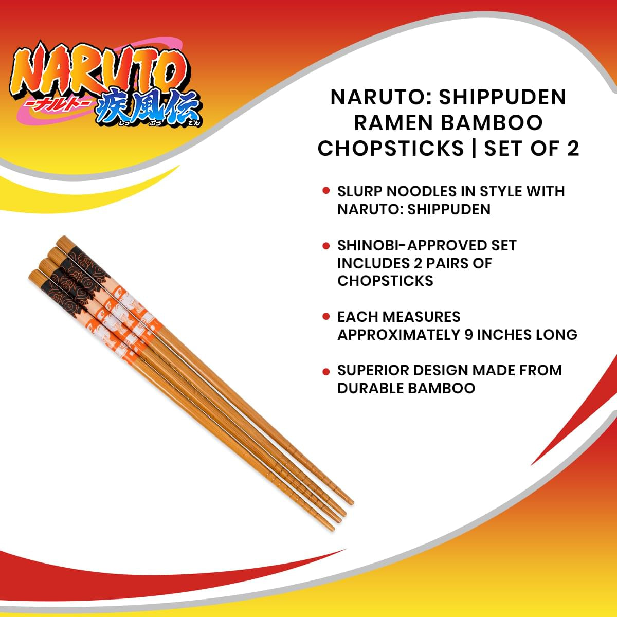 Naruto: Shippuden Ramen Bamboo Chopsticks | Set of 2