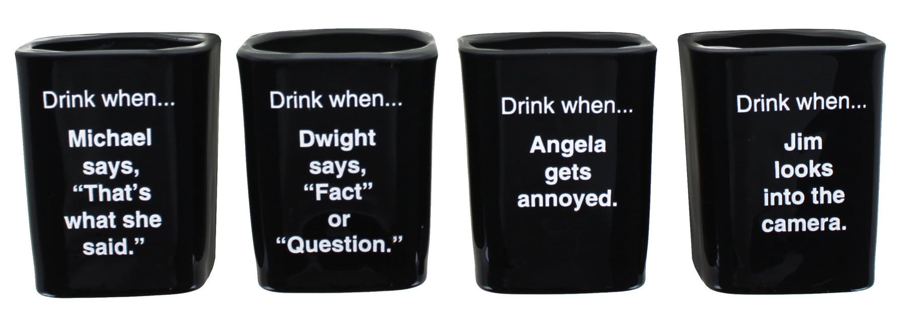 The Office Character Shot Glass Drinking Game | 2 Ounce Glasses | Set of 4