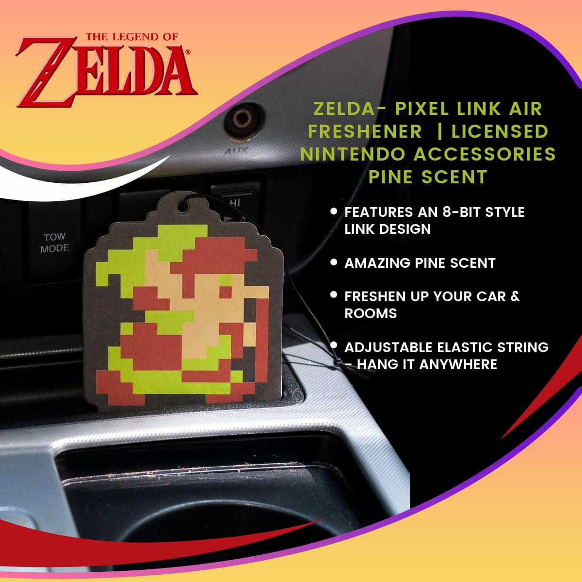 Zelda- Pixel Link Air freshener | Licensed Nintendo Accessories - Pine Scent