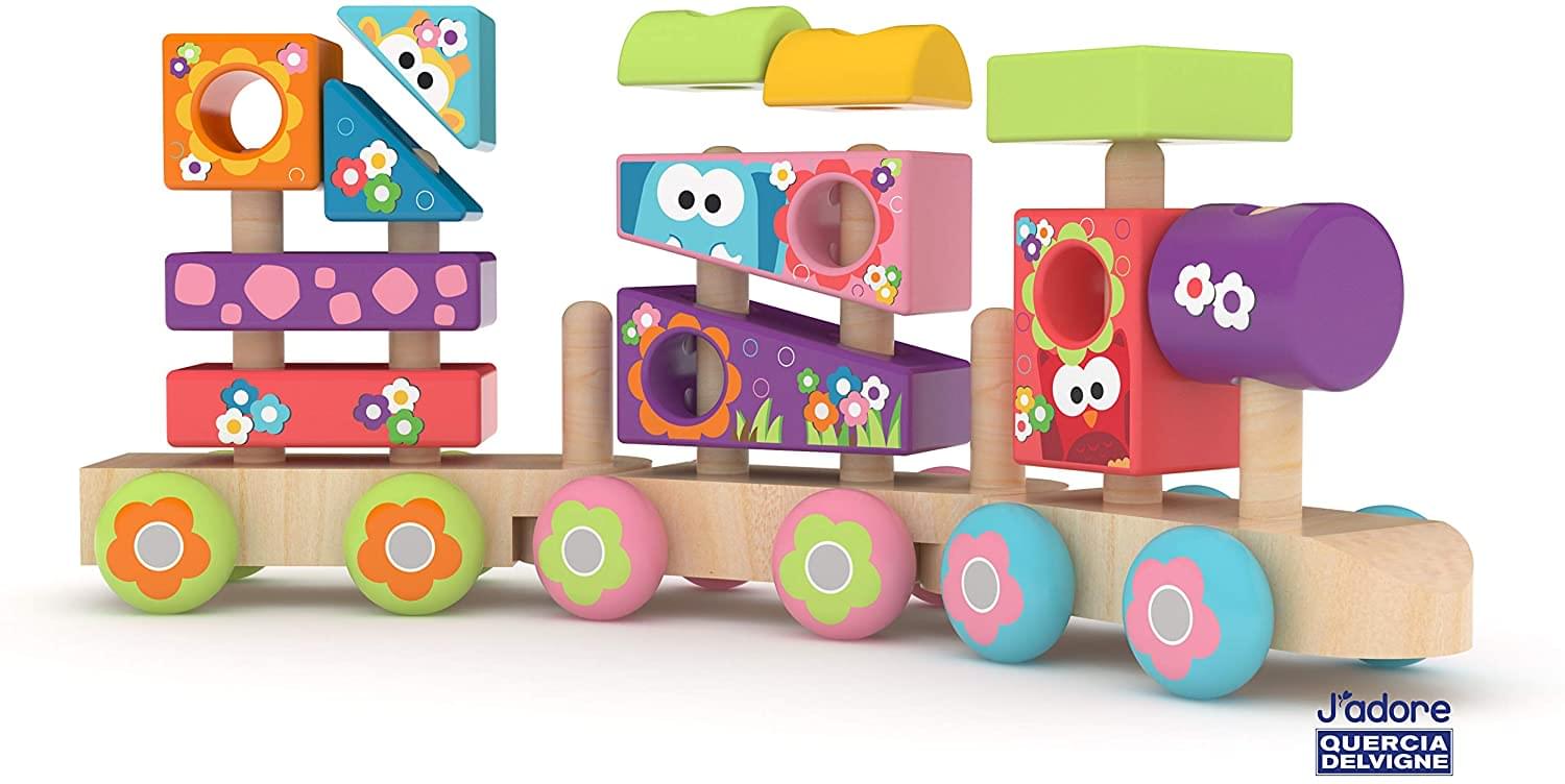 J'adore Wooden Animal Print Stacking Train