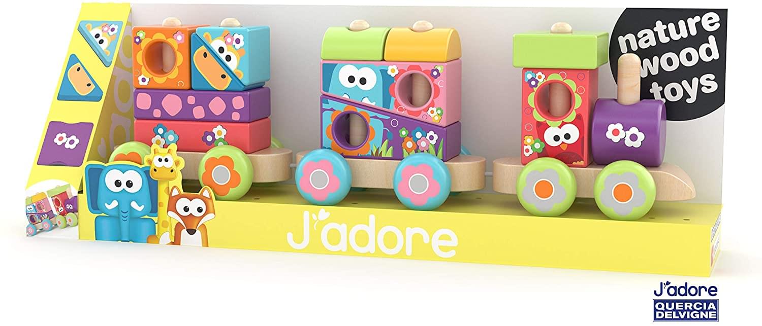 J'adore Wooden Animal Print Stacking Train