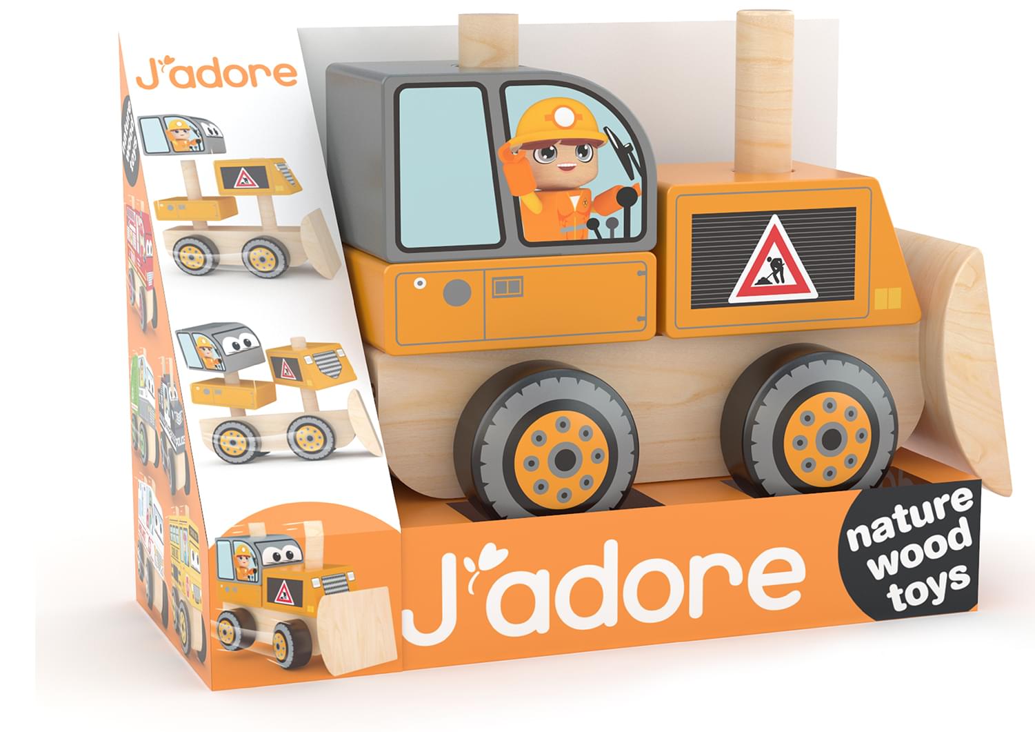 J'adore Bulldozer Wooden Stacking Toy