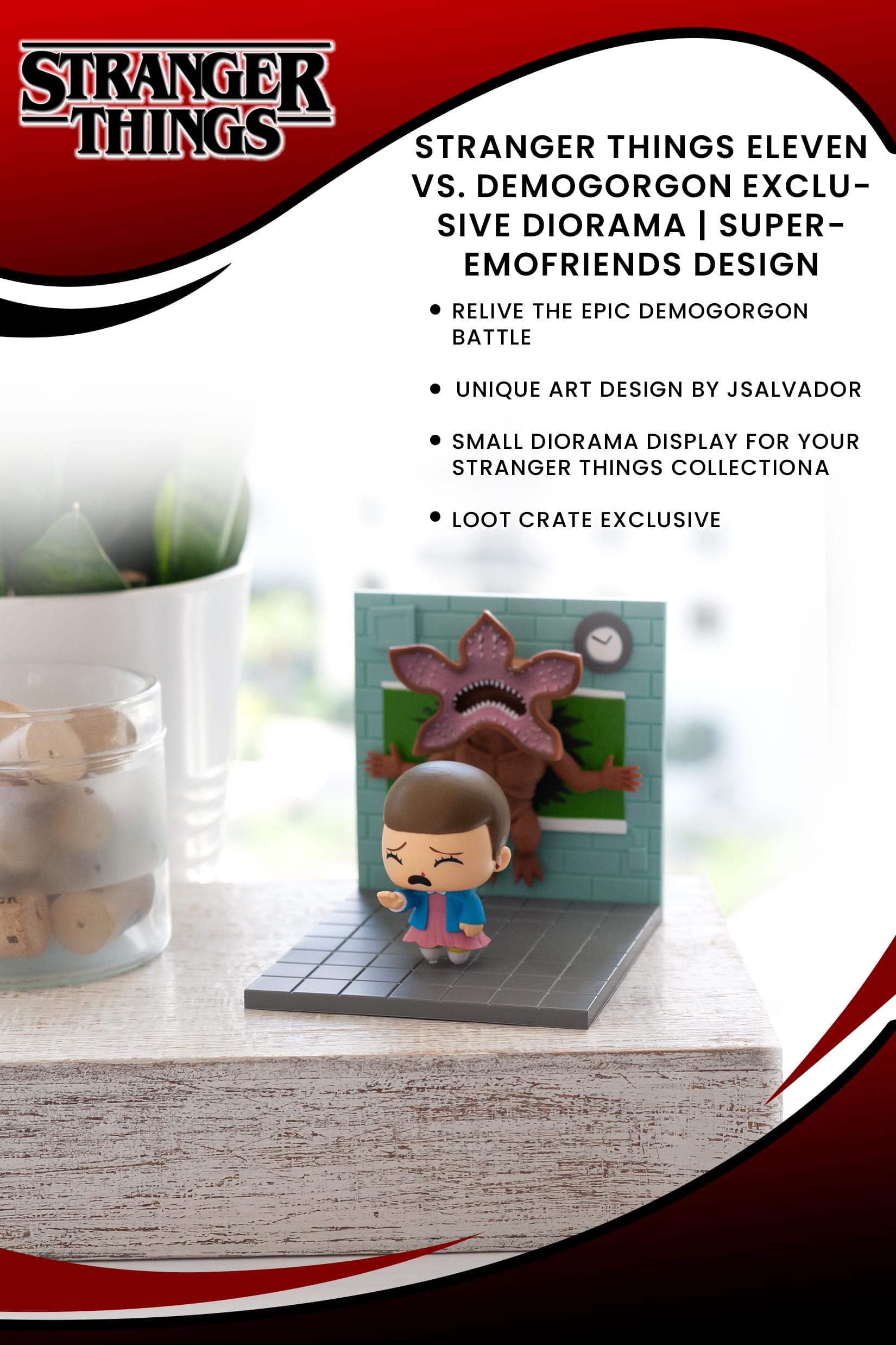 Stranger Things Eleven Vs. Demogorgon Exclusive Diorama | SuperEmoFriends Design