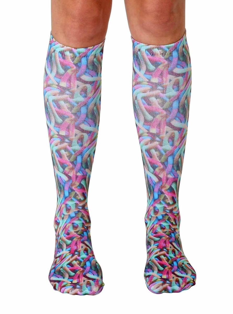 Gummy Worms Photo Print Knee High Socks