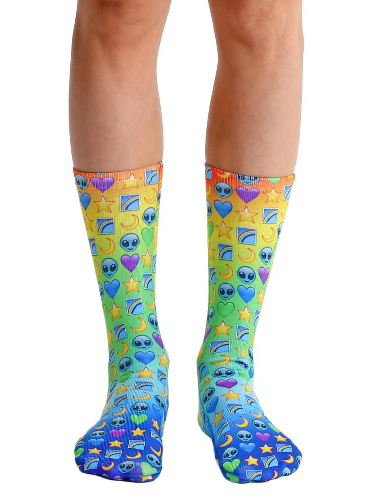 Living Royal Photo Print Crew Socks: Galaxy Emoji