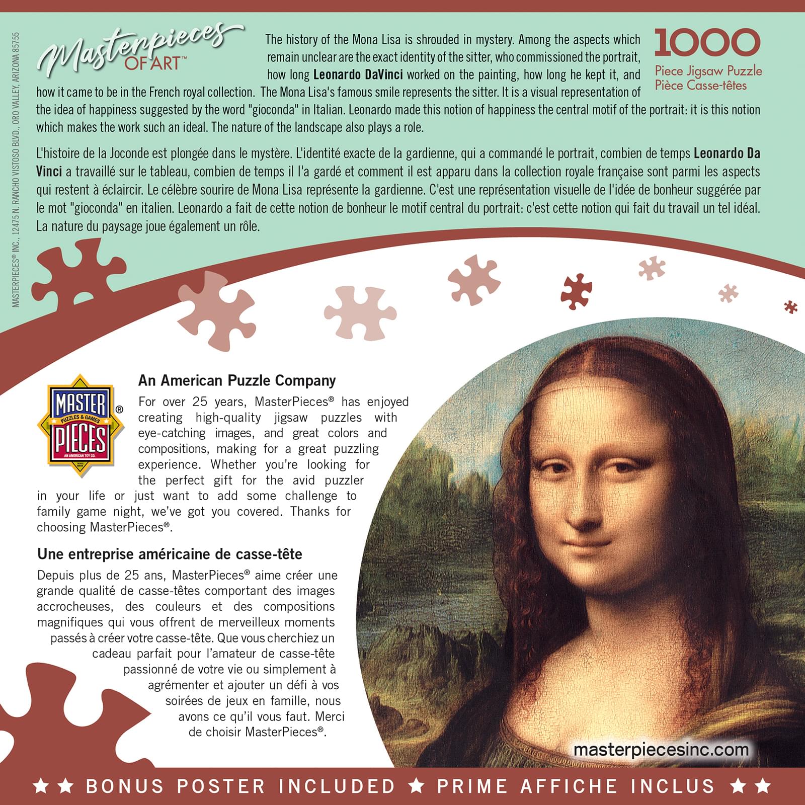 Mona Lisa 1000 Piece Linen Jigsaw Puzzle