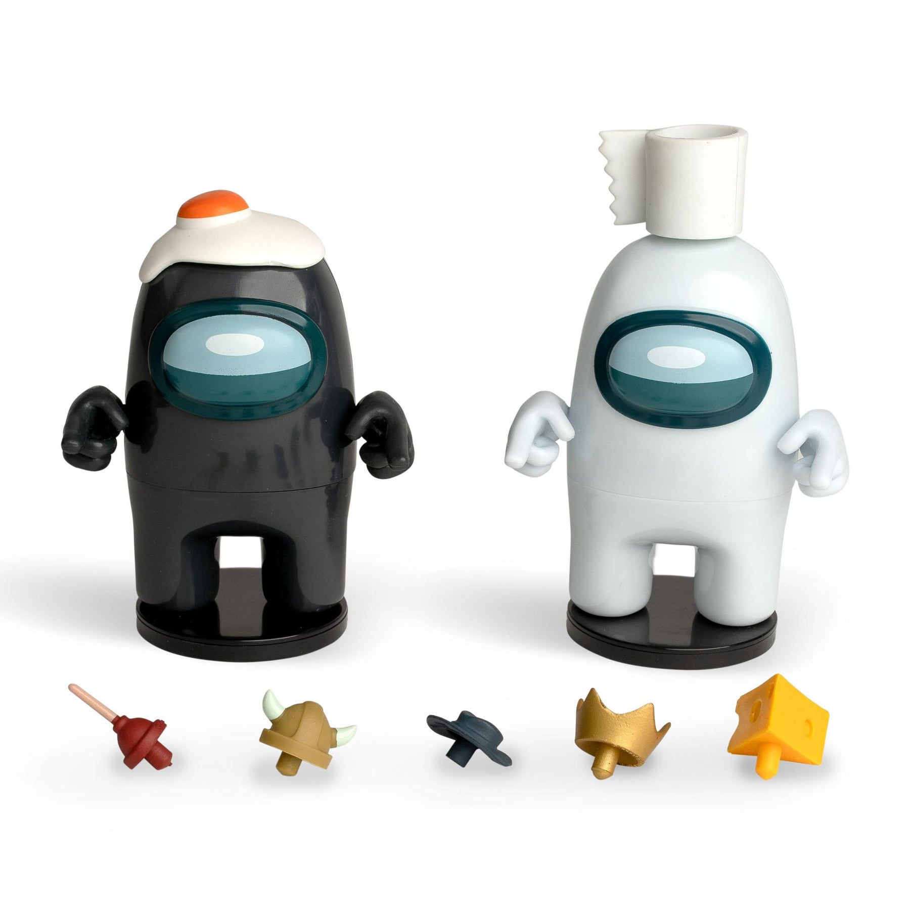 Among Us 4.5 Inch Figure Set with Stampers | Black & White Crewmates