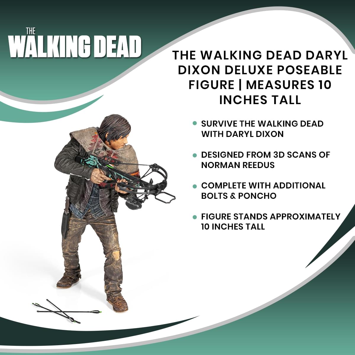 The Walking Dead Daryl Dixon Deluxe Poseable Figure | Measures 10 Inches Tall