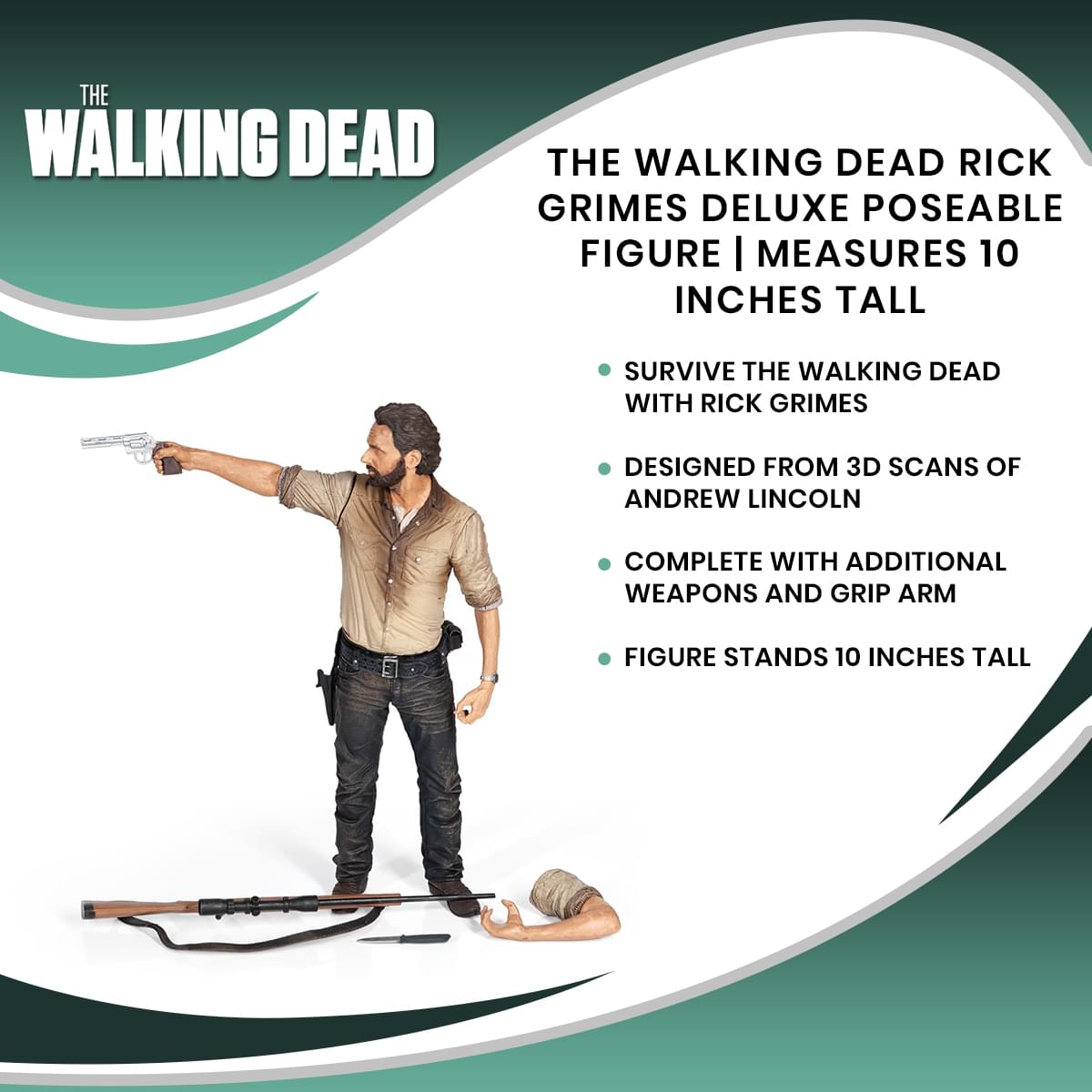 The Walking Dead Rick Grimes Deluxe Poseable Figure | Measures 10 Inches Tall