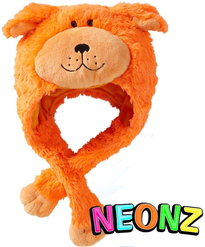 My Pillow Pets Premium Plush Hat Neonz Neon Orange Dog Hat