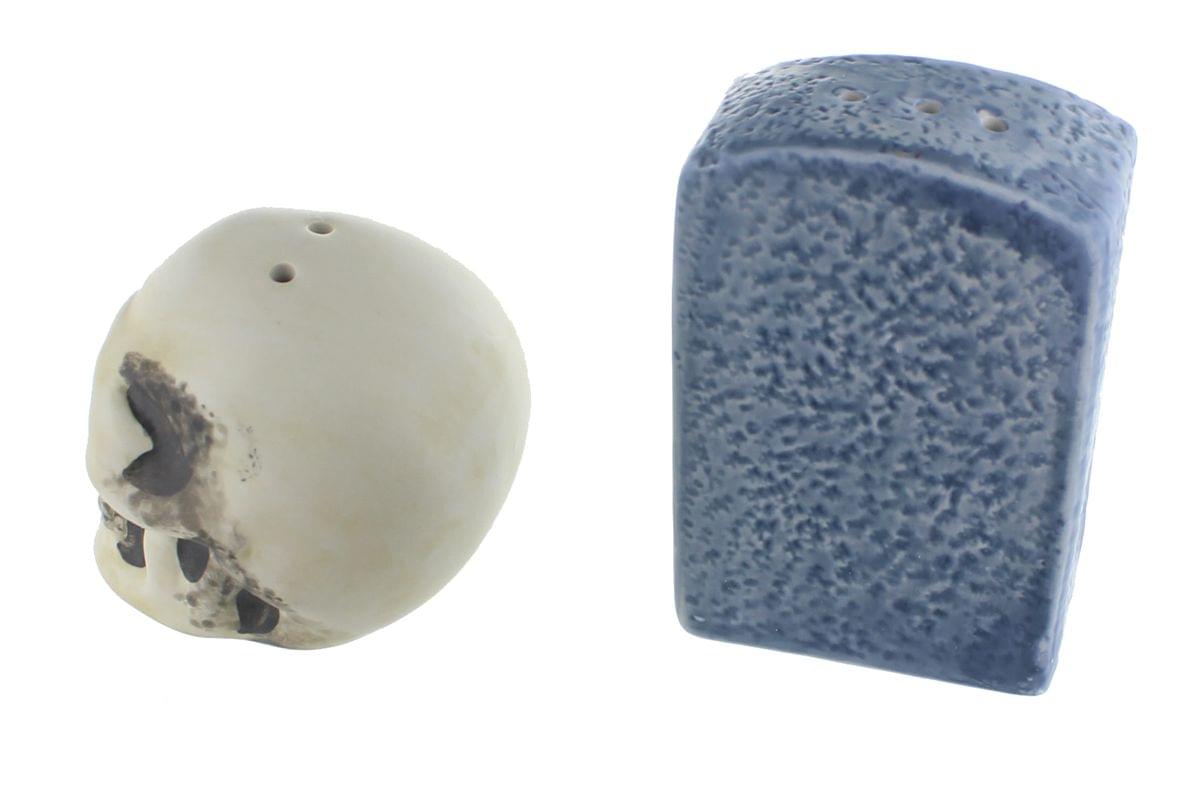 Graveyard Skull and Tombstone Salt and Pepper Shakers