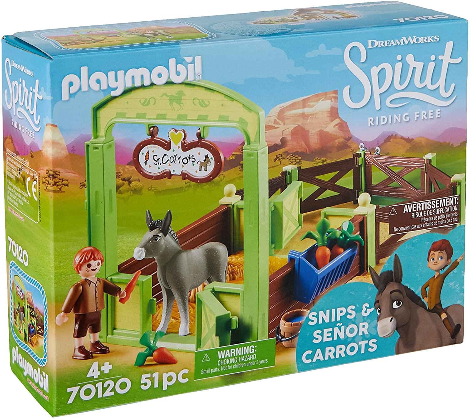 Playmobil 70120 Spirit Riding Free Snips & SeƱor Carrots with Horse Stall Playset