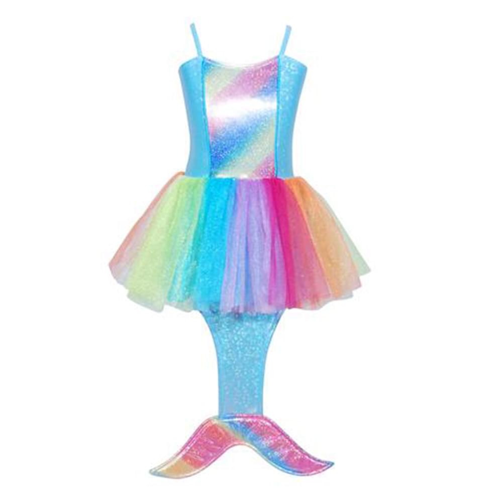 Girl's Costume Rainbow Blue Mermaid Dress