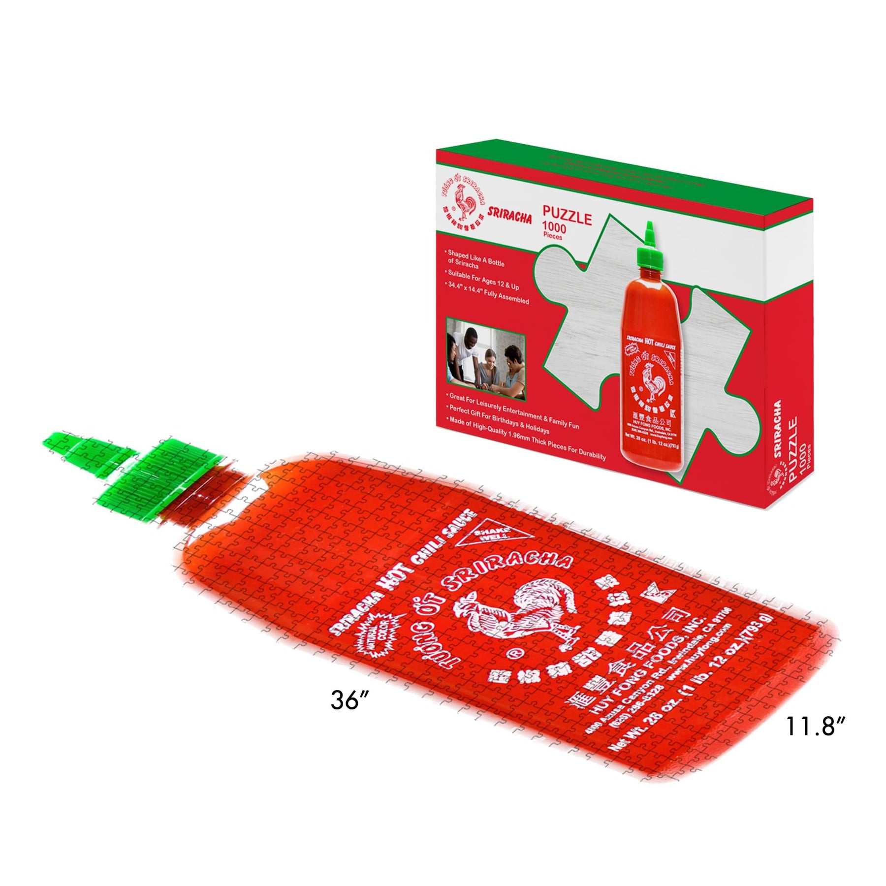 Sriracha Hot Sauce Bottle Shaped 1000 Piece Jigsaw Puzzle