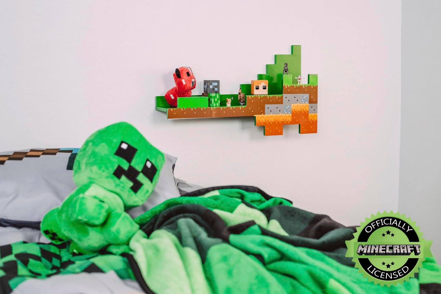 Minecraft Overworld Wall Shelf | 2 Feet Long | Holds 15 Pounds