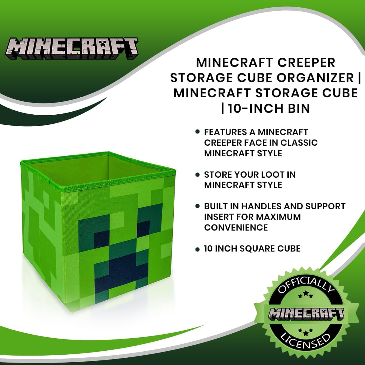 Minecraft Creeper Storage Cube Organizer | Minecraft Storage Cube | 10-Inch Bin