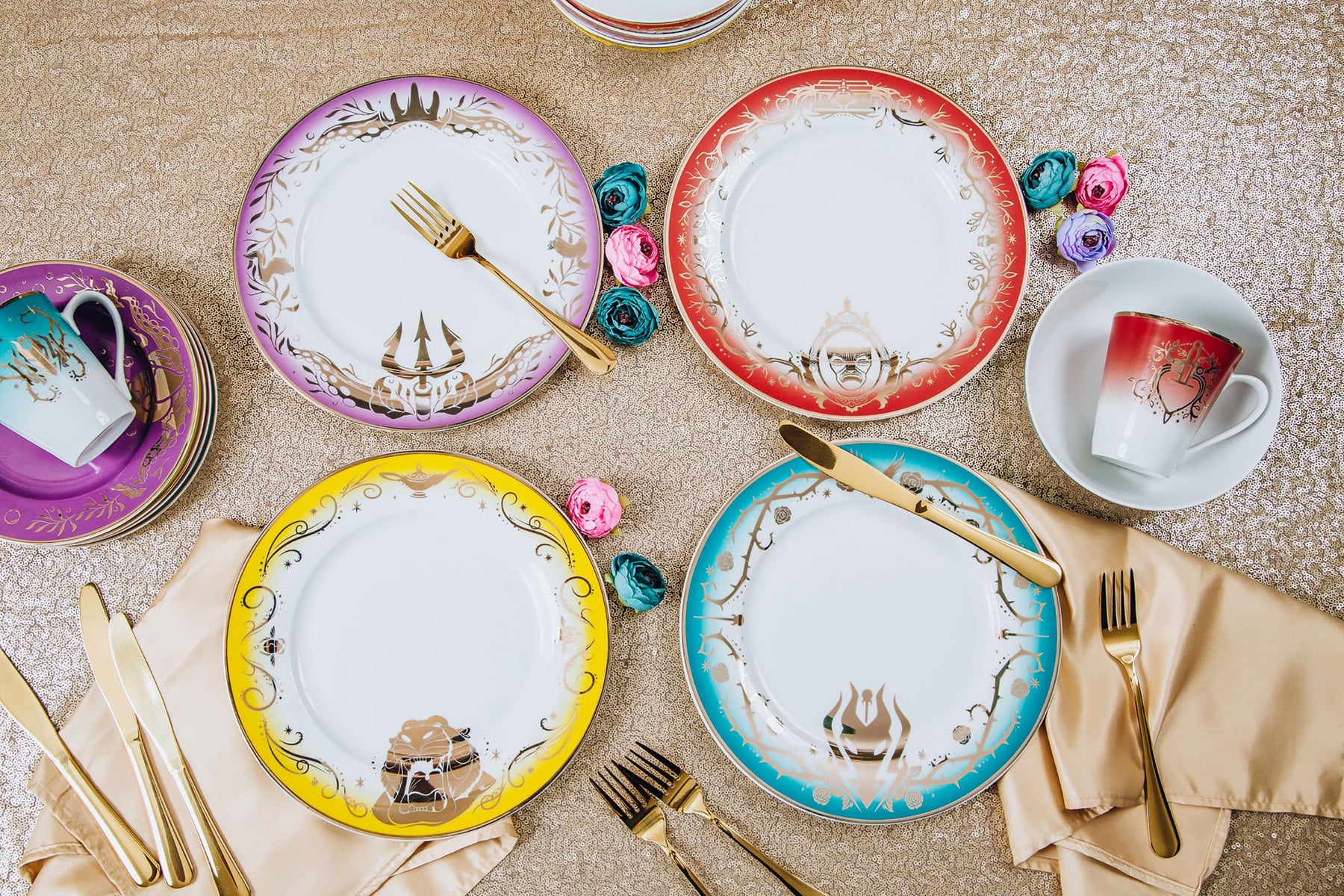 Disney Villains 16-Piece Dinnerware Set | Maleficent, Evil Queen, Jafar, Ursula